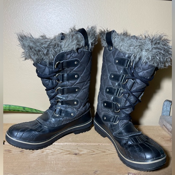 Sorel Tofino II Faux Fur Lined Waterproof Black Lace Up Snow Boots Size 6.5 - Picture 7 of 10